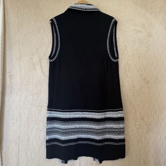 VINCE Sweater Long Vest Textured 100% Cotton NWT Size M Black White $395 - Picture 12 of 12